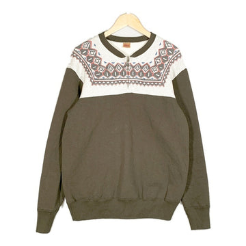 DELUXE WEAR デラックスウエア 雪柄 ハーフジップ スウェットトレーナー オリーブ Size XL 福生店