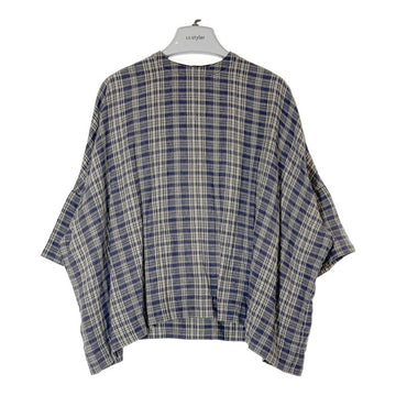 ARTS&SCIENCE アーツアンドサイエンス 0242-L6092-1211 チェック リネンブラウス シャツ プルオーバー ネイビー Size1 瑞穂店