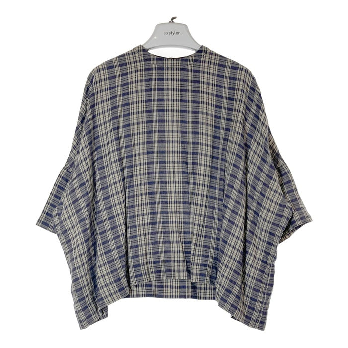 ARTS&SCIENCE アーツアンドサイエンス 0242-L6092-1211 チェック リネンブラウス シャツ プルオーバー ネイビー Size1 瑞穂店