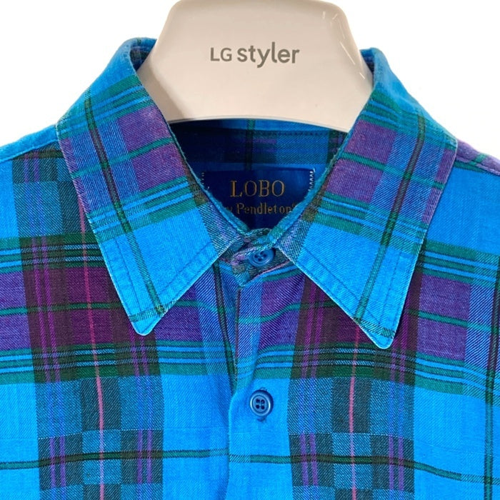 PENDLETON ペンドルトン USA製 半袖 チェックシャツ ブルーxパープル sizeM 瑞穂店