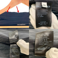 BALENCIAGA バレンシアガ バックロゴ ストライプオーバーシャツ ブラック 621924 Size 38 福生店