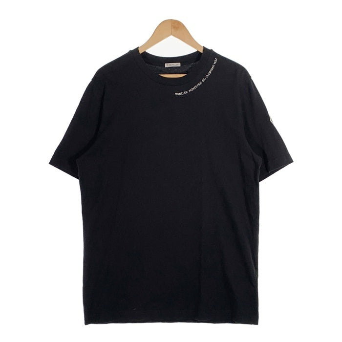 MONCLER モンクレール SS T-SHIRT ショートスリーブTシャツ ブラック ネックロゴプリント ワッペン 23年 J10918C00044 8390T Size M 福生店
