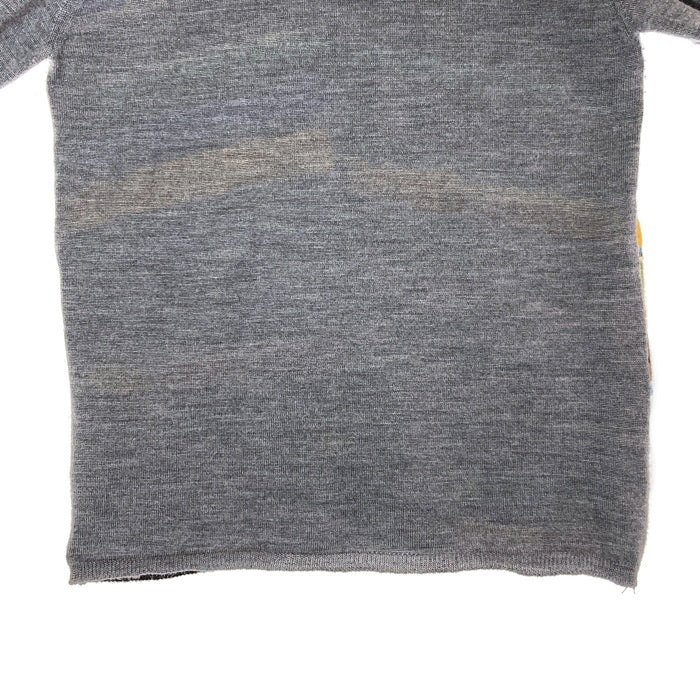 COMME des GARCONS HOMME DEUX コムデギャルソンオムドゥ DN-N001 AD2014 マルチカラーボーダー 切替 Vネック ウール セーター グレー sizeS 瑞穂店