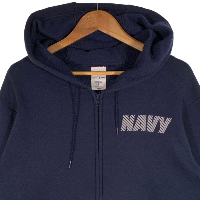 SOFFE ソフィ U.S. NAVY Zip Parka 米海軍 リフレクタープリント ジップアップスウェットパーカー ネイビー Size L 福生店