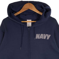 SOFFE ソフィ U.S. NAVY Zip Parka 米海軍 リフレクタープリント ジップアップスウェットパーカー ネイビー Size L 福生店