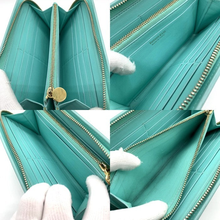 TIFFANY&Co. ティファニー ラウンドファスナー レザーウォレット 長財布 ティファニーブルー 福生店