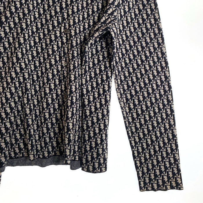 Christian Dior クリスチャンディオール Oblique Overshirt 長袖 ロングスリーブ オブリーク ジャガード オーバーシャツ ネイビー ホワイト 023M550AT099 Size XL 福生店