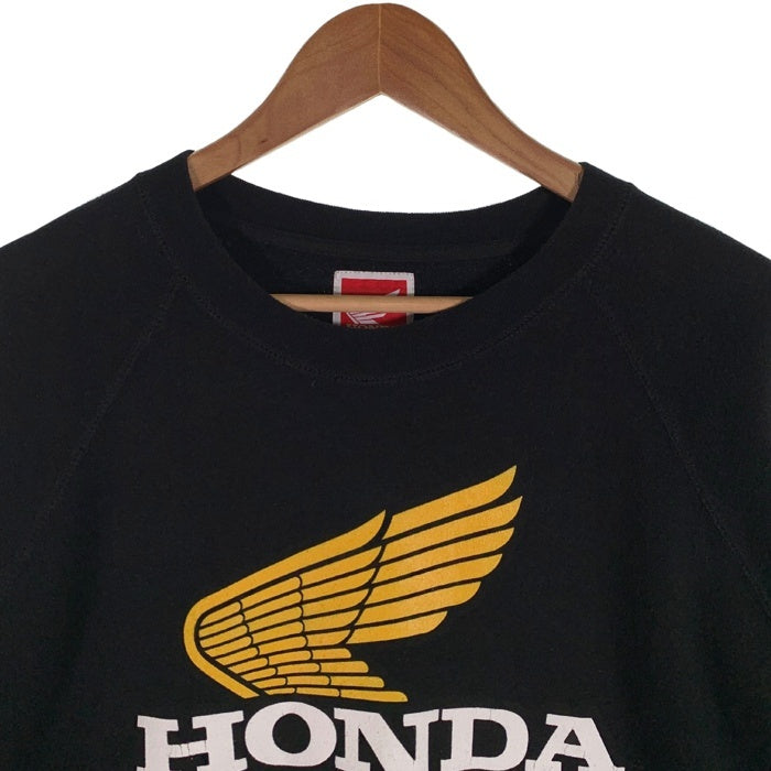 HONDA ホンダ ラグランスリーブ プリント クルーネックスウェットトレーナー ブラック Size XL 福生店