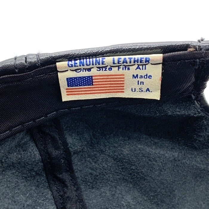 80-90's オールレザーキャップ ブラック 無地 USA製 福生店