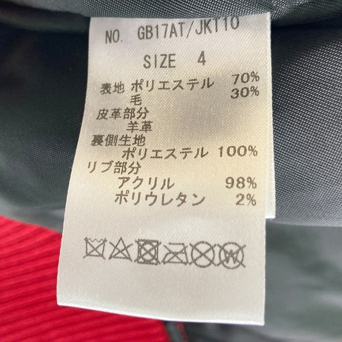 glamb グラム ドンキーカラー レザー ウールスタジャン レッド GB17AT/JKT10 Size 4 瑞穂店