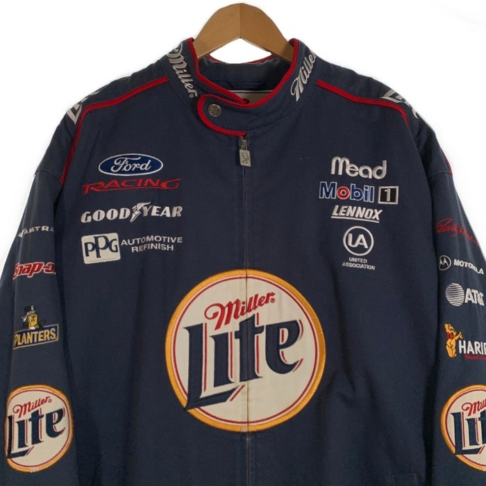 MILLER LITE ミラーライト NASCAR ナスカー ジップアップ レーシング ジャケット ネイビー Size XL 福生店