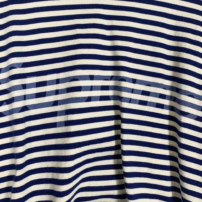 SUPREME シュプリーム 15AW Striped Logo L/S Top ストライプドロゴ ロングスリーブTシャツ ブルー ホワイト ボーダー Size L 福生店
