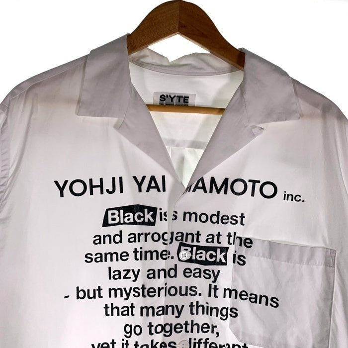 S'YTE サイト ヨウジヤマモト メッセージプリントシャツ ホワイト オープンカラー UT-B64-036 Size 3 福生店