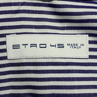 ETRO エトロ コットン リネン ストライプシャツ クレリック ペイズリー ネイビー ホワイト Size 45 福生店