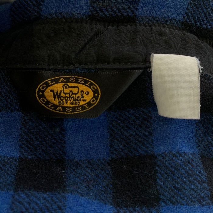 80's Woolrich CLASSIC ウールリッチ ブロックチェック ウールシャツ ブルー ブラック Size M-L 相当 福生店