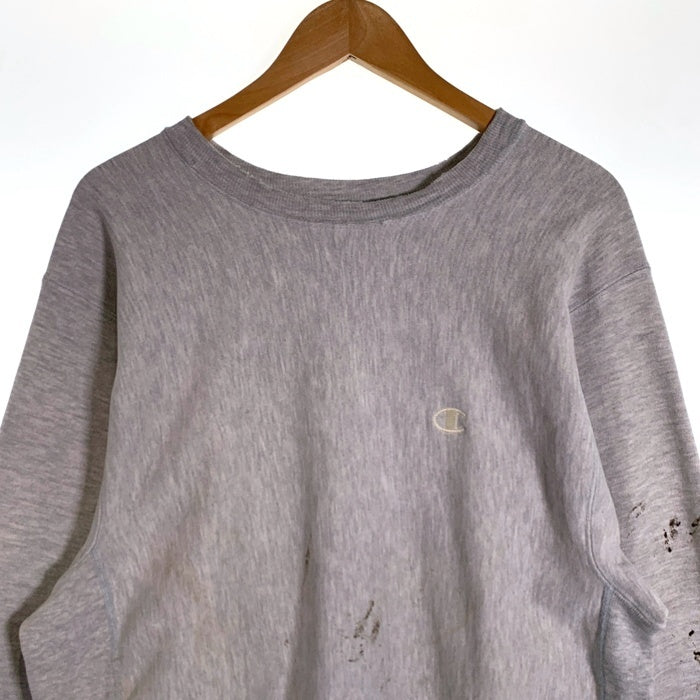 80's Champion チャンピオン REVERSE WEAVE リバースウィーブ トリコロール プリントタグ クルーネックスウェット グレー USA製 Size XL 福生店
