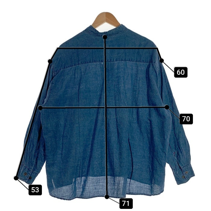 BLUE BLUE ブルーブルー バンドカラー シャンブレープルオーバーシャツ デニム インディゴ Size 2 福生店