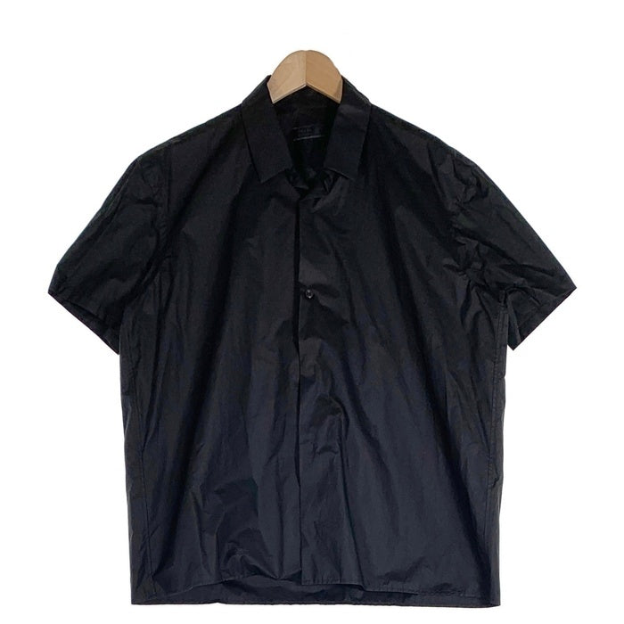 PRADA プラダ 比翼 ショートスリーブシャツ 半袖 ブラック ボタン マジックテープ コットン ナイロン ポリウレタン Size 42 福生店
