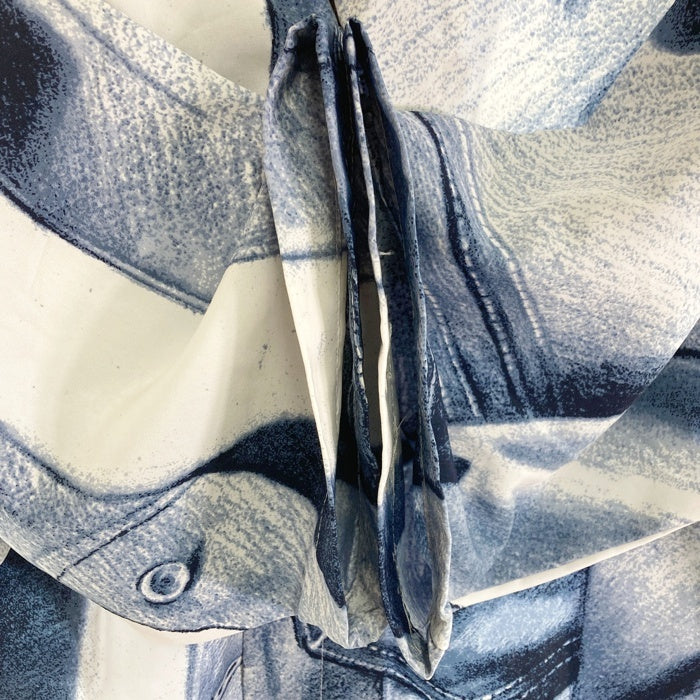 KARL KANI カールカナイ 総柄 オープンカラーシャツ ホワイト×ネイビー sizeL 瑞穂店