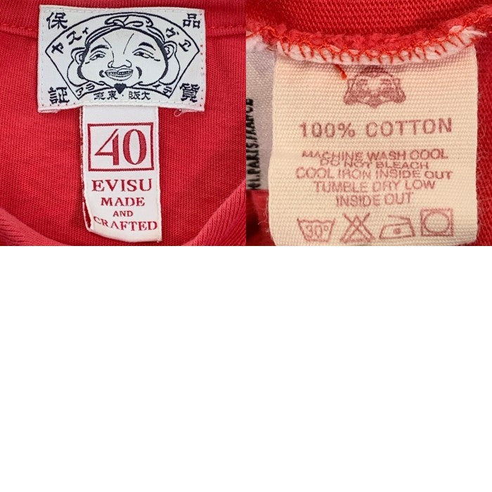 EVISU エヴィス カモメプリント Tシャツ レッド Size 40 福生店