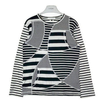 GANRYU COMME des GARCONS ガンリュウ ES-T020 AD2016 パッチワーク ボーダー 長袖Tシャツ ホワイトxブラック sizeS 瑞穂店