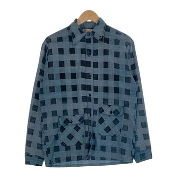 70`s Sears シアーズ Denim doctors デニムドクターズ リメイク プリントフランネルシャツ フラワースタッズ ブルー Size M 相当 福生店