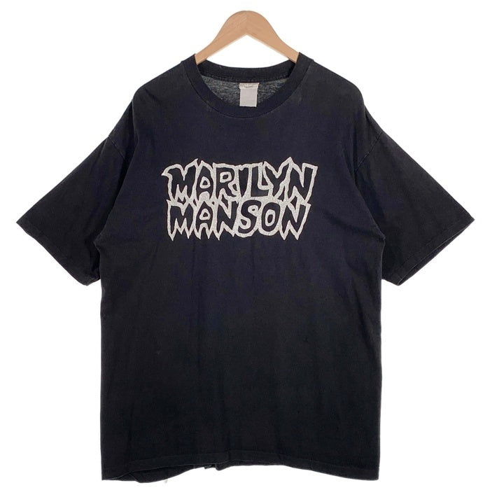 90's Winterland ウィンターランド MARILYN MANSON マリリンマンソン ラメプリント コピーライト1995 EVERLASTING COCKSUCKER 半袖 Tシャツ ブラック Size XL相当 福生店