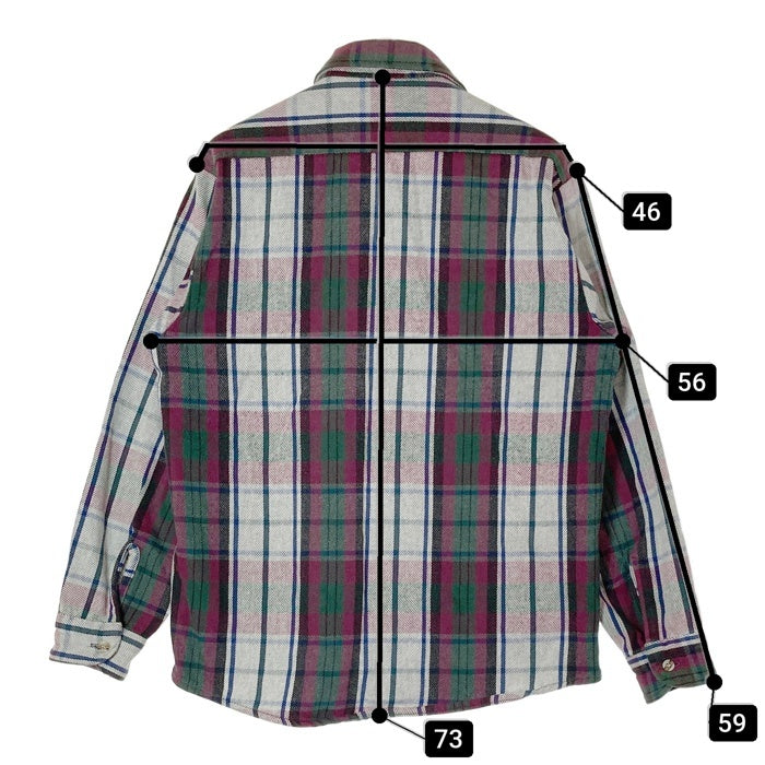 FIVE BROTHER ファイブブラザー 90's ヘビーネルシャツ チェック ホワイトxパープル sizeM 瑞穂店