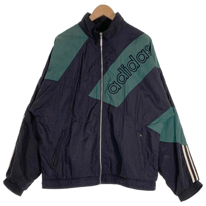 80-90’s adidas アディダス ナイロン トラックジャケット ブラック グリーン Size L 福生店
