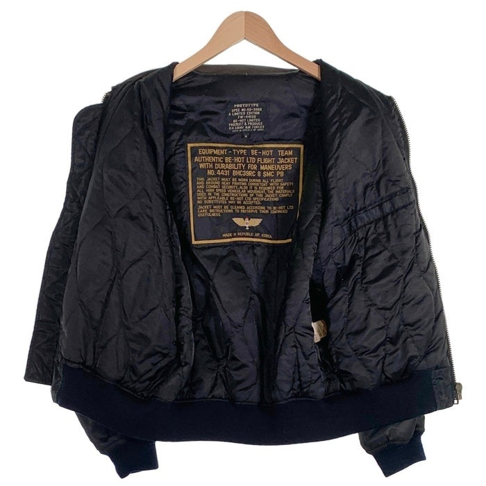 90's BE-HOT LIMITED ビーホット B-15型 レザーカラー ミリタリー フライトジャケット ブラック 8440-4131 Size M 福生店