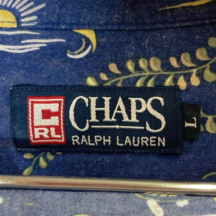 CHAPS RALPH LAUREN チャップス ラルフローレン レーヨン リネン オープンカラーシャツ ネイビー 半袖 アロハ Size L 瑞穂店