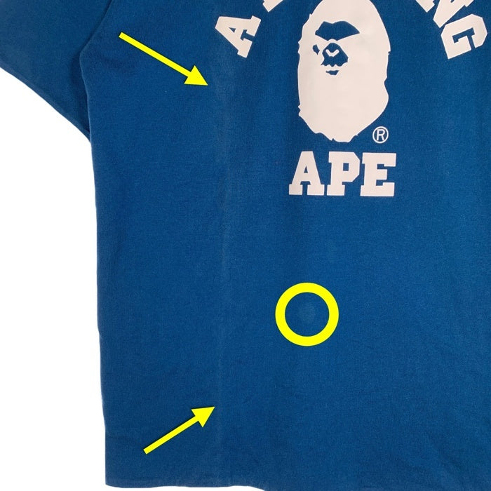 A BATHING APE アベイシングエイプ リバーシブル プリントTシャツ ネイビー レッド 001CSA301008X Size 2XL 福生店