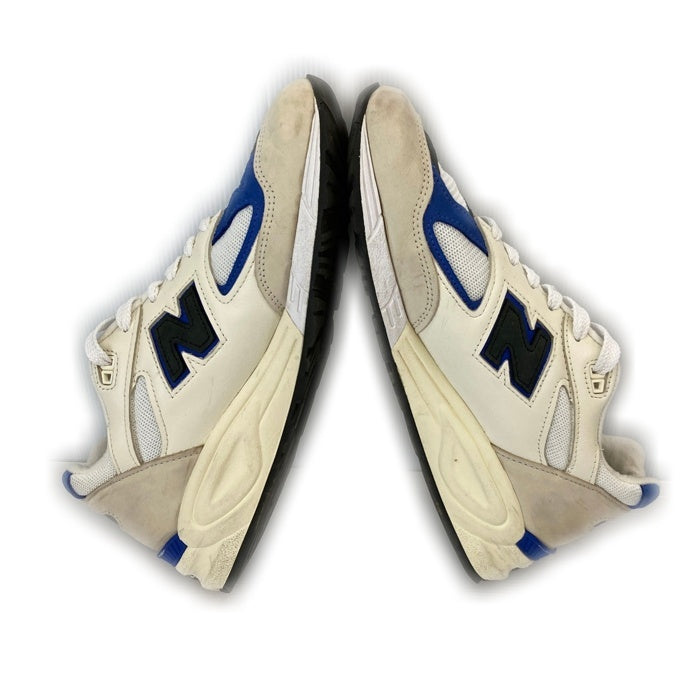 new balance ニューバランス M990WB2 レザー メッシュ ローカットスニーカー ホワイト ブルー USA製 Size 27.5cm 瑞穂店