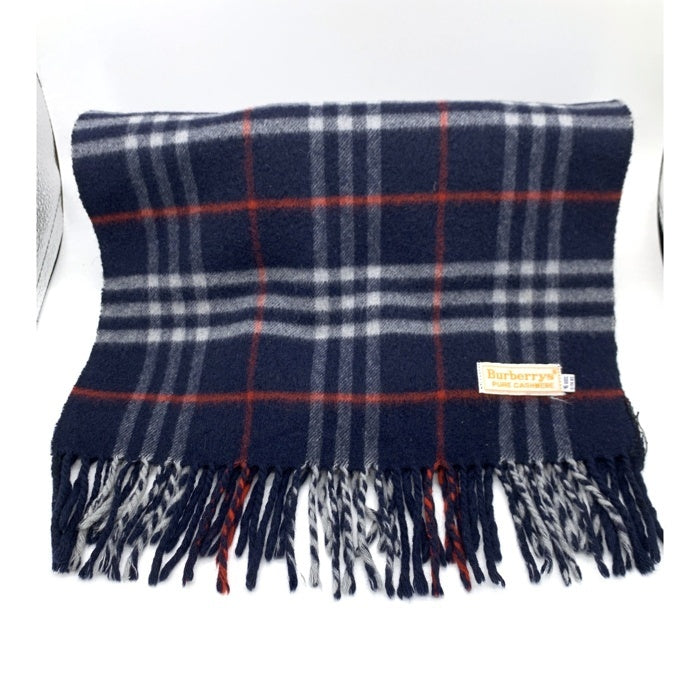 Burberrys バーバリー PURE CASHMERE ノバチェック ウールマフラー ネイビー 福生店