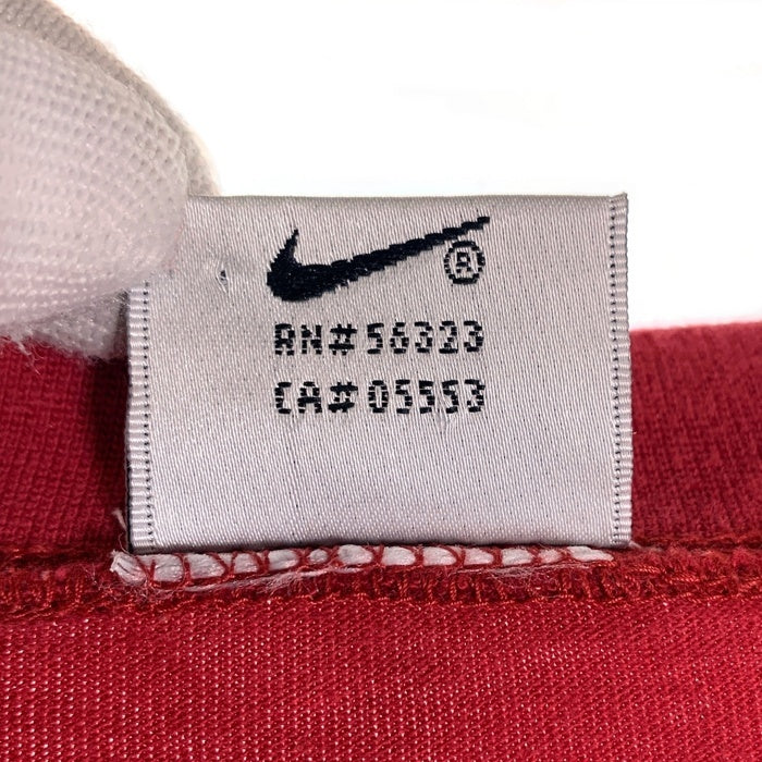 90's NIKE ナイキ スウッシュプリント 刺繡 Tシャツ 袖裾シングル 韓国流通 レッド やや厚手 Size 105 (XL相当) 福生店