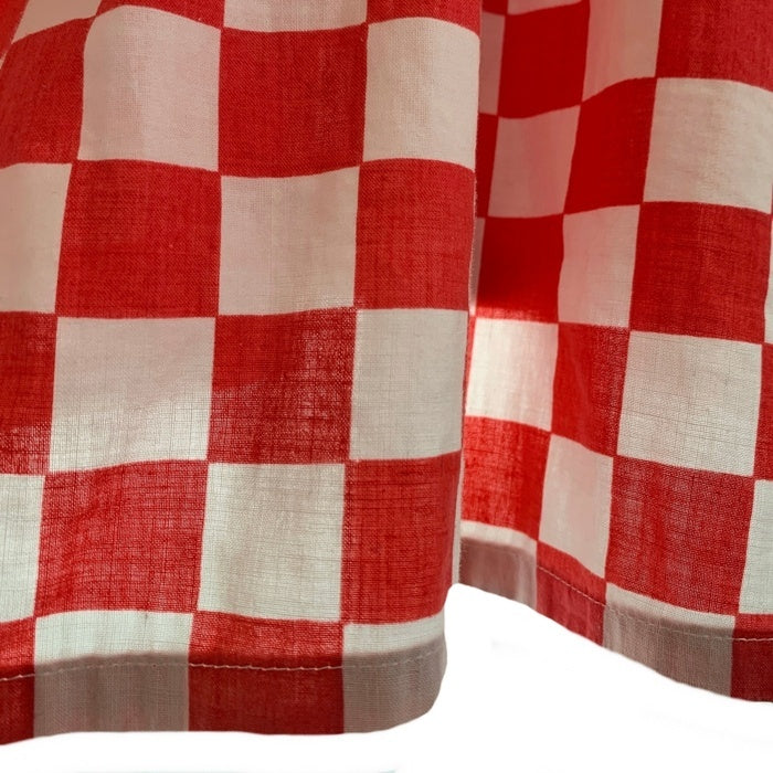 50's CHECKER FLAG チェッカーフラッグ 半袖 オープンカラーシャツ コットン レッド ホワイト Size L 福生店