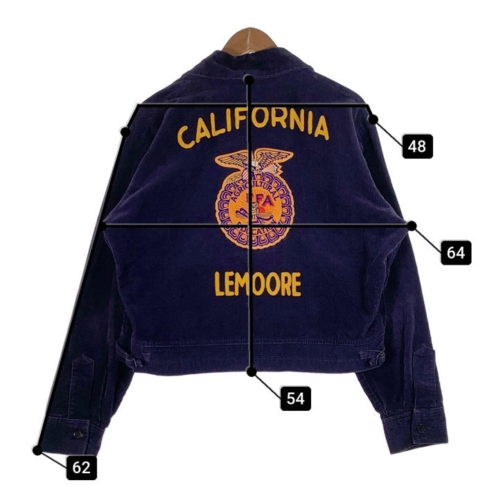 70`s NATIONAL FFA コーデュロイ ファーマーズジャケット ジップアップ ネイビー ワッペン 短丈 Size 44 福生店