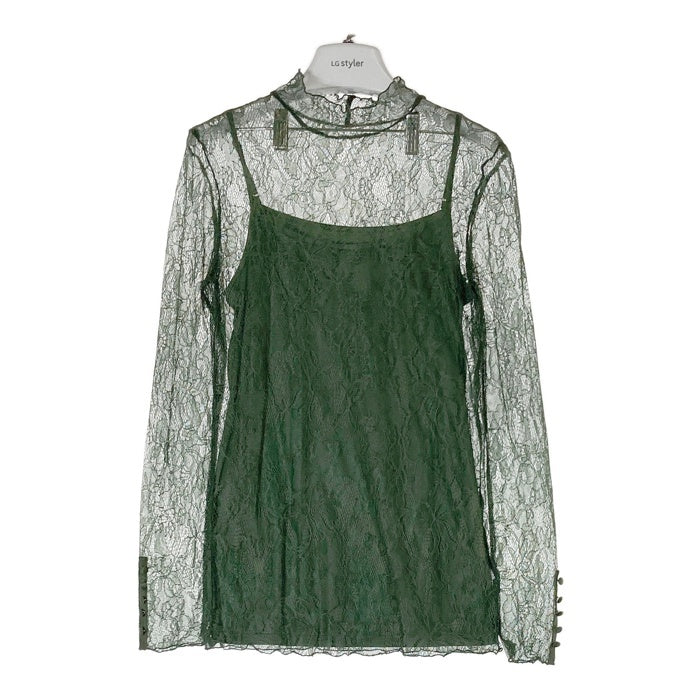 AMERI アメリ 23AW UND VELOUR HOLE LACE DRESS ベロア ホール レース ワンピース グリーン 02320530690 Size M 瑞穂店