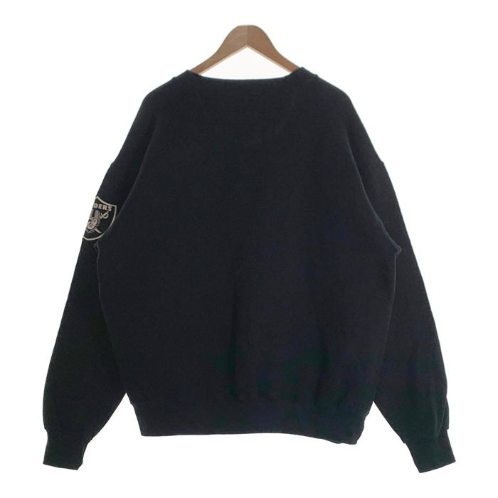 90's majestic マジェスティック RAIDERS レイダース NFL クルーネック スウェット ブラック メキシコ製 Size XL 福生店