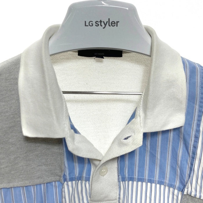 COMME des GARCONS HOMME コムデギャルソンオム パッチワーク 鹿の子 ポロシャツ 半袖 ホワイト HC-T104 Size S 瑞穂店