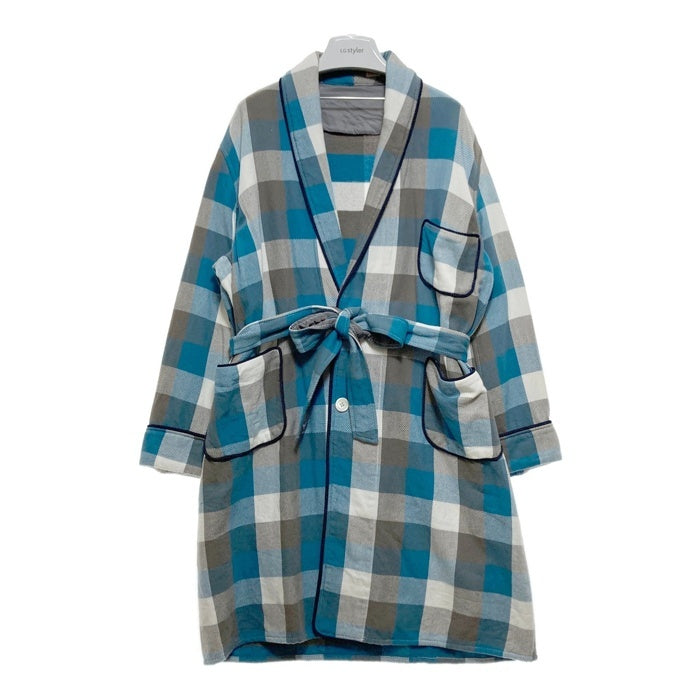 YOUNG&OLSEN ヤングアンドオルセン ガウンコート チェック ホワイトxブルー size 瑞穂店