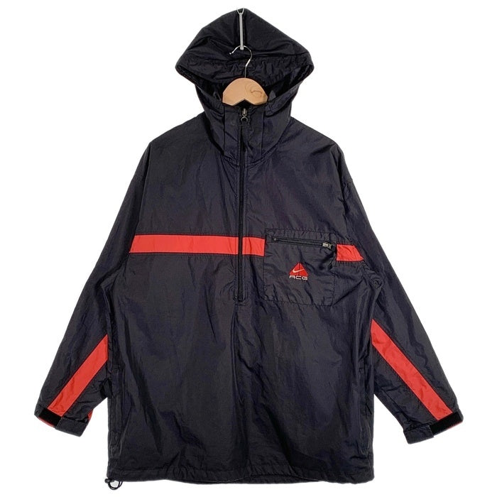 90’s NIKE ACG ナイキ アノラック プルオーバーパーカー ブラック レッド ポリエステル Size XL 福生店
