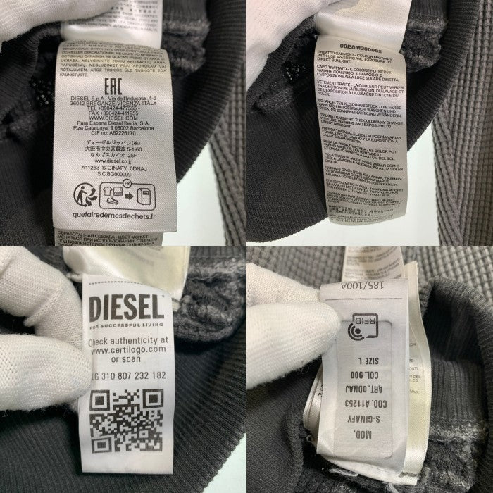 DIESEL ディーゼル S-GINAFY プリントサーマルカットソー ワッフル グレー ガーメントダイ A11253 Size L 福生店