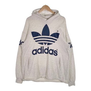 80-90's adidas アディダス トレフォイルプリント プルオーバースウェットパーカー オートミール デサント 日本製 Size L 福生店