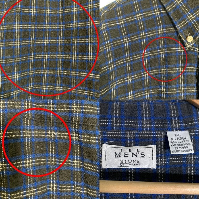 80-90's SEARS シアーズ ボタンダウン フランネルチェックシャツ ブルー Size XL 福生店