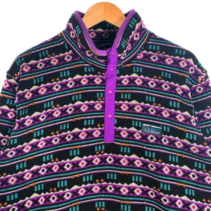L.L.Bean エルエルビーン Sweater Fleece Pullover セーターフリースプルオーバー ジャケット ニット スナップ ブラック パープル Size XL-R 福生店