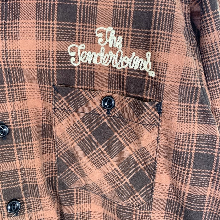TENDERLOIN テンダーロイン チェーンロゴ刺繡 フランネルチェックシャツ ブラウン Size M 福生店