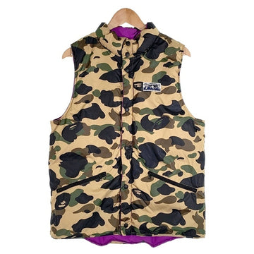 A BATHING APE アベイシングエイプ ナイロン リバーシブルダウンベスト カモフラージュ パープル 001LJ0801019X Size L 福生店