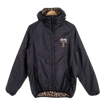 STUSSY ステューシー レオパード リバーシブル パーカー ジャケット プリント ブラック 中綿 ポリエステル Size M 福生店