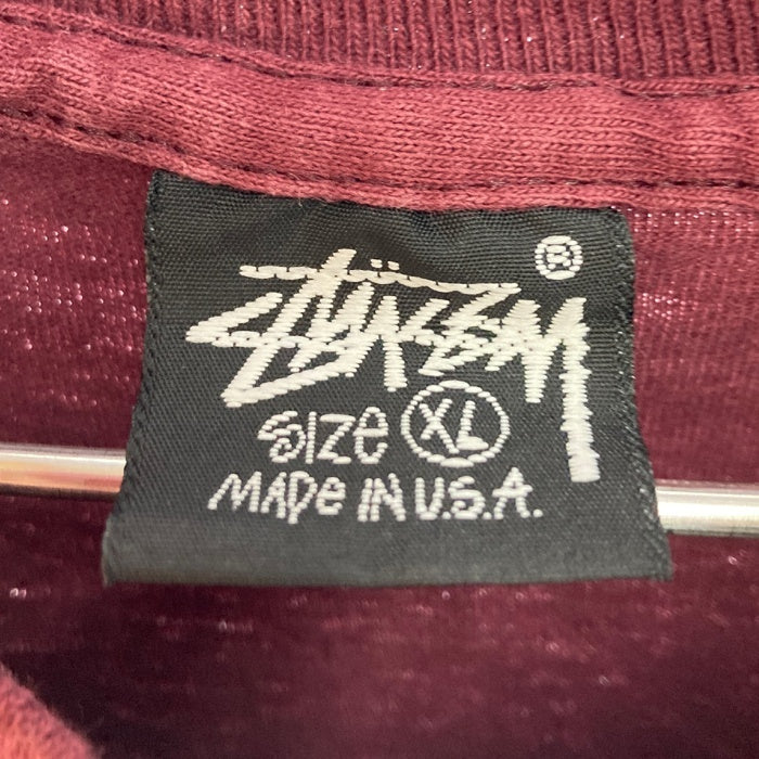 STUSSY ステューシー オールド 黒タグ peace and prosperity 両面プリント Tシャツ 臙脂 sizeXL 瑞穂店